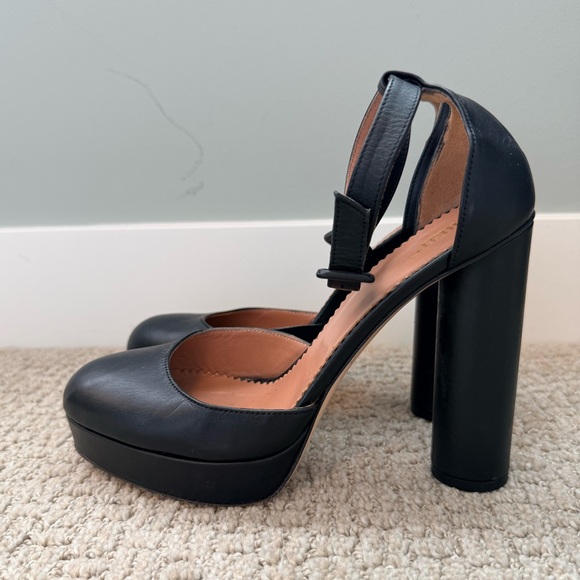 RED Valentino Black Platform Pumps Ankle Strap Block Heel Size 8 - Picture 2 of 8